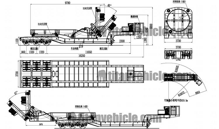 Modular trailer with rotor blade adapter