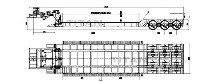 3 lines 6 axles lowboy trailer
