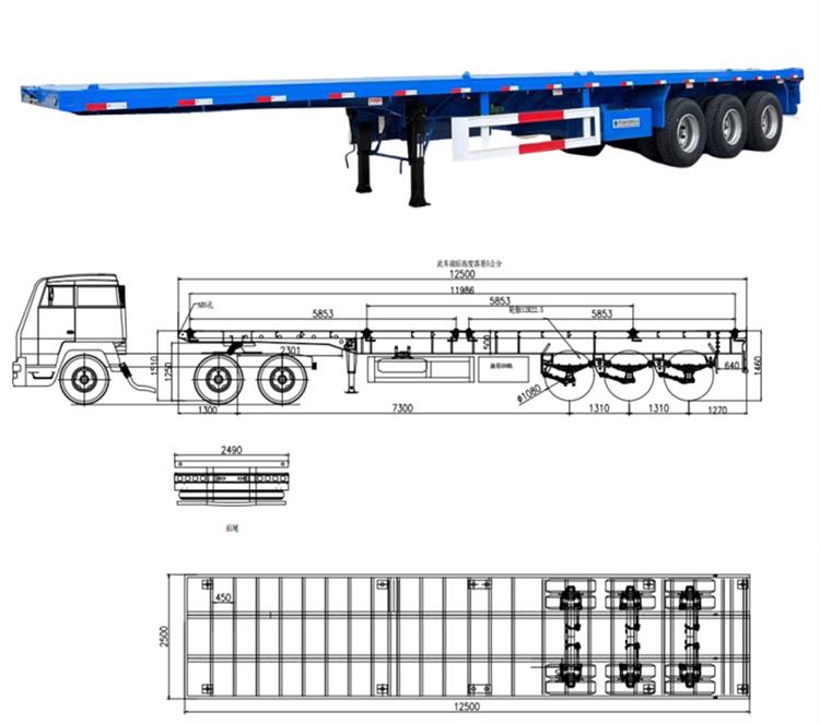  3 Axles 40ft Flatbed Semi-Trailer With 3 Axles Near Me