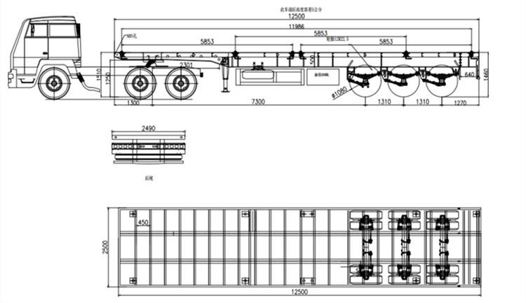 40 ft Container Transport Platform Semi Trailer In Uzbekistan