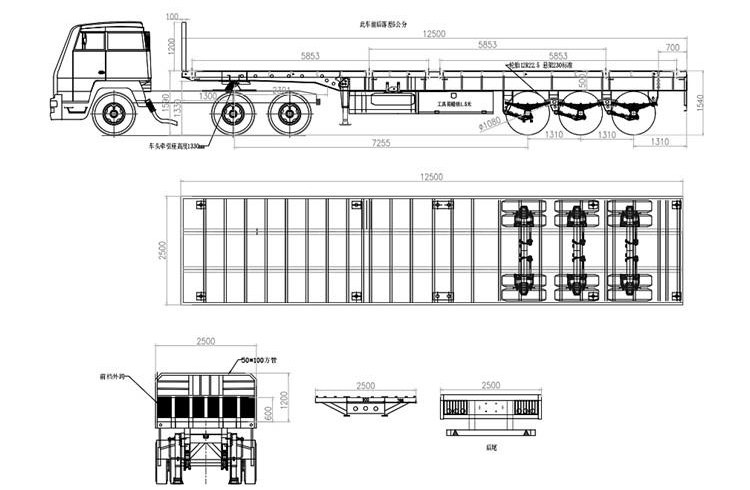 40ft flat bed trailer with twist lock