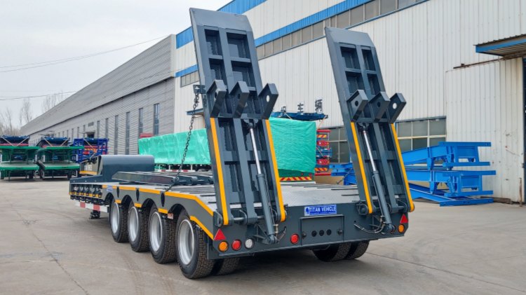 Super lower Clearance 4 Axle Low Bed Semi Trailer In Kazakhstan
