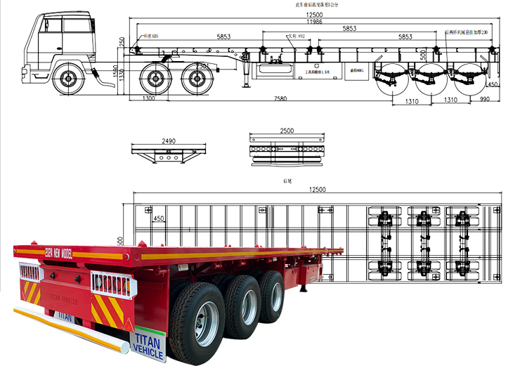 40 ft flatbed semi trailer