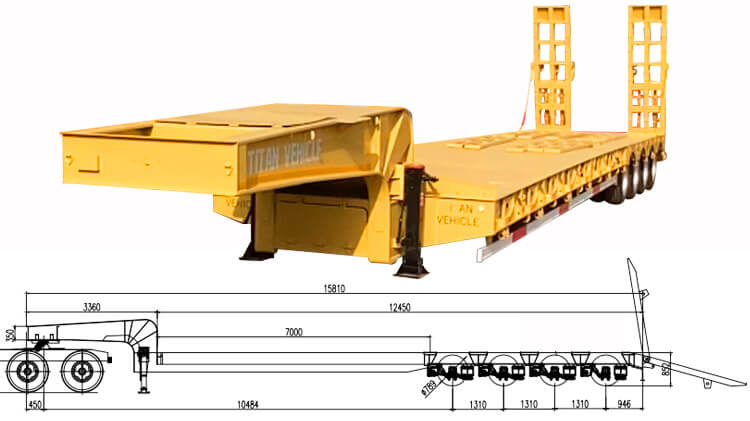 4 Axle 100 Ton Hydraulic Lowbed Trailer for Sale in Zambia