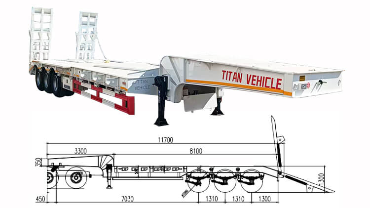 3 Axle 60 Ton Low Bed Trailer for Sale Price in Ghana